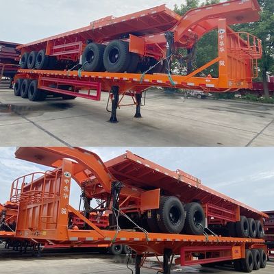 Главный пучок T700/Q345 Стальной полуприцеп CIMC HUAJUN 3 оси плоскополосной прицеп