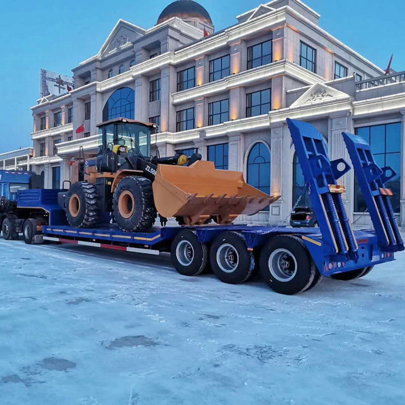Механическая подвеска и гидравлическая пандус 3 оси 60T/80T Нижний полуприцеп для грузовика